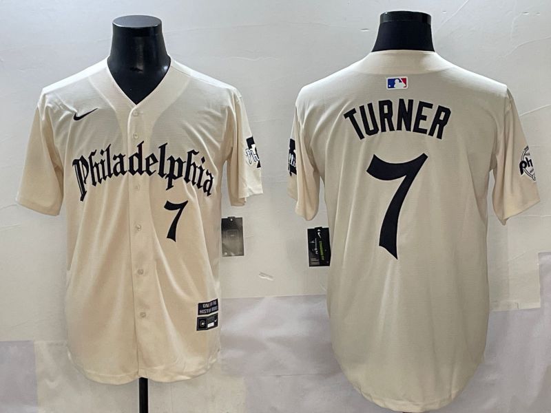 Men 2025 Philadelphia Phillies #7 Turner Cream Five generations Joint Name Nike MLB Jersey style 4->philadelphia phillies->MLB Jersey